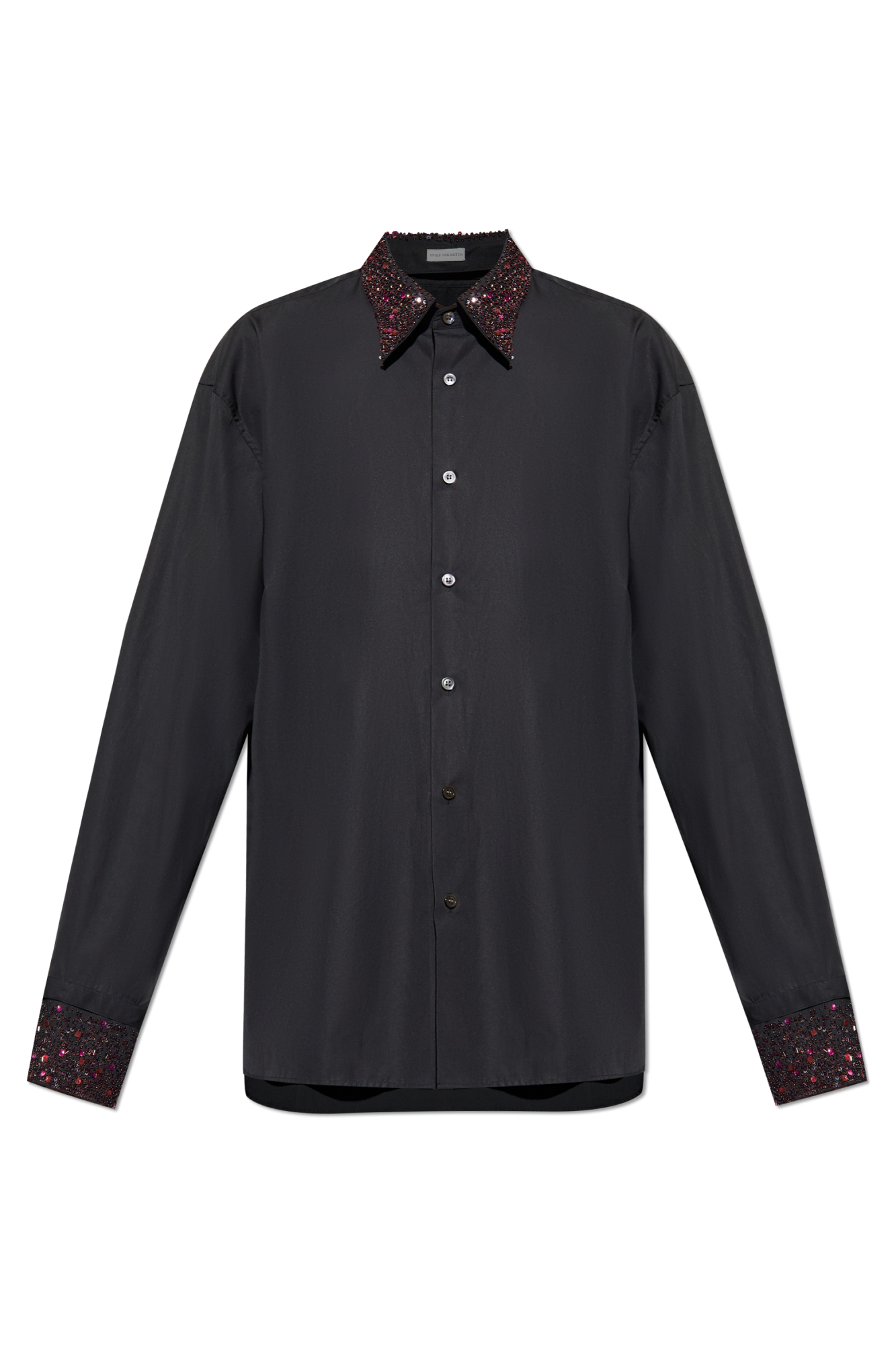トップス 1990's DRIES VAN NOTEN DRESS SHIRT DRIES VAN NOTEN Poplin-trimmed striped crinkled silk-chiffon